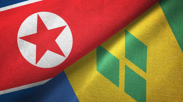 Kuzey Kore ve Saint Vincent ve Grenadines iki bayraklar Tekstil bez