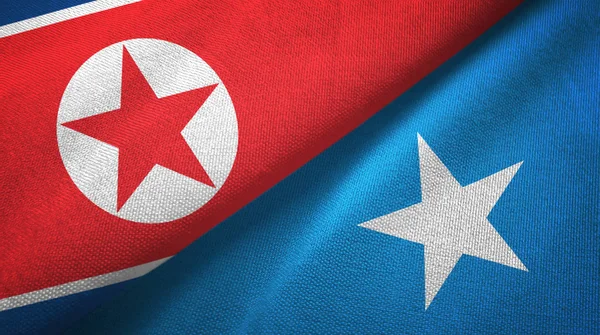 North Korea and Somalia two flags textile cloth, fabric texture — Stock Photo, Image