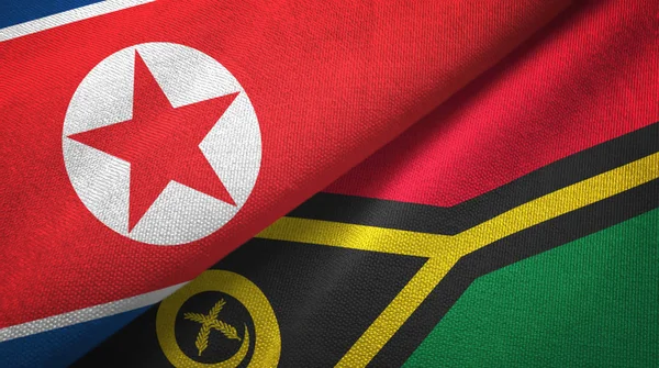 Kuzey Kore ve Vanuatu iki bayraklar tekstil kumaş, kumaş doku