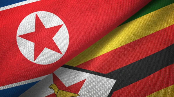 Kuzey Kore ve Zimbabve iki bayraklar tekstil kumaş, kumaş dokusu