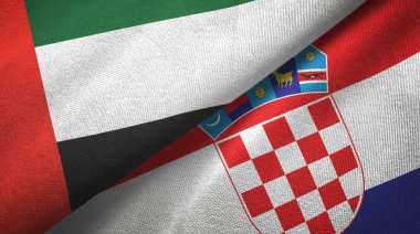 Birleşik Arap Emirlikleri ve Hırvatistan iki bayrakları tekstil kumaş, kumaş dokusu