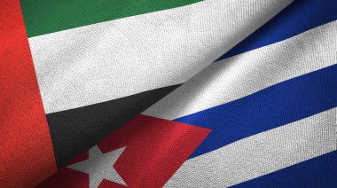 Birleşik Arap Emirlikleri ve Küba iki bayraklar tekstil kumaş, kumaş dokusu