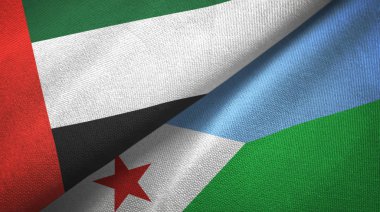 Birleşik Arap Emirlikleri ve Djibouti iki bayrakları tekstil kumaş, kumaş dokusu