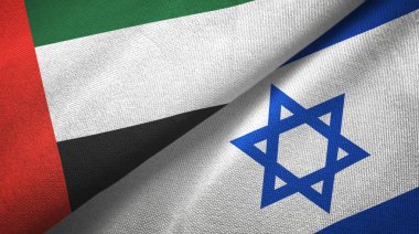 Birleşik Arap Emirlikleri ve Israil iki bayraklar tekstil kumaş, kumaş dokusu