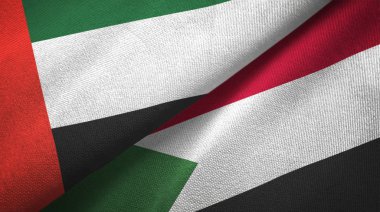 Birleşik Arap Emirlikleri ve sudan iki bayraklar tekstil kumaş, kumaş dokusu