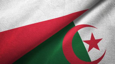 Polonya ve Cezayir iki bayraklar tekstil kumaş, kumaş dokusu 