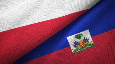 Polonya ve Haiti iki bayraklar tekstil kumaş, kumaş doku