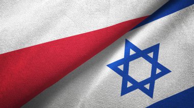 Polonya ve Israil iki bayraklar tekstil kumaş, kumaş dokusu