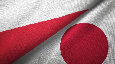 Polonya ve Japonya iki bayraklar tekstil kumaş, kumaş dokusu