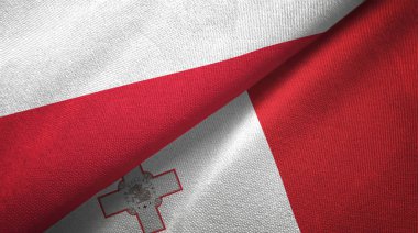 Polonya ve Malta iki bayraklar tekstil kumaş, kumaş dokusu