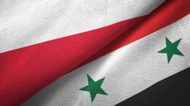 Polonya ve Suriye iki bayraklar tekstil kumaş, kumaş dokusu