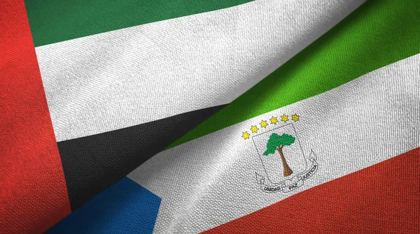 Emiratos Árabes Unidos y Guinea Ecuatorial dos banderas de tela textil — Foto de Stock