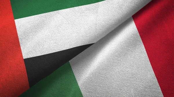 United Arab Emirates and Italy two flags textile cloth, fabric texture — Stock Photo, Image