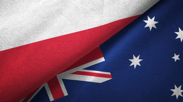 Poland and Australia two flags textile cloth, fabric texture