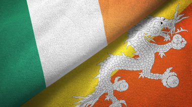 İrlanda ve Butan iki bayrak tekstil kumaş, kumaş doku 