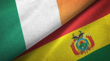 İrlanda ve Bolivya iki bayraklar tekstil kumaş, kumaş doku 