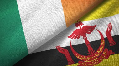 İrlanda ve Brunei iki bayrak tekstil bez