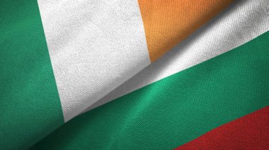 İrlanda ve Bulgaristan iki bayraklar tekstil kumaş, kumaş doku 