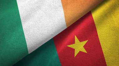 İrlanda ve Kamerun iki bayraklar tekstil kumaş, kumaş doku 