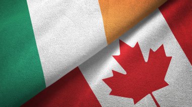 İrlanda ve Kanada iki bayraklar tekstil kumaş, kumaş doku 