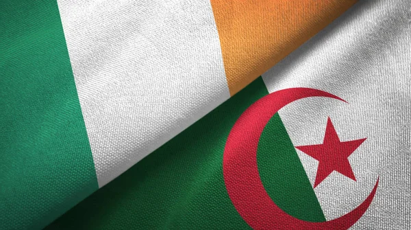 İrlanda ve Cezayir iki bayraklar tekstil kumaş, kumaş doku 