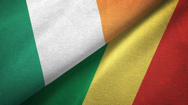 アイルランドとコンゴ2つの旗織物布、生地の質感 — ストック写真