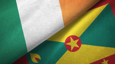 İrlanda ve Grenada iki bayraklar tekstil kumaş, kumaş doku
