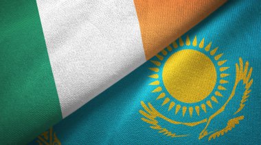İrlanda ve Kazakistan iki bayraktekstil kumaş, kumaş doku