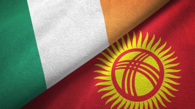 İrlanda ve Kırgızistan iki bayrak tekstil kumaş, kumaş doku