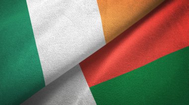 İrlanda ve Madagaskar iki bayraklar tekstil kumaş, kumaş doku