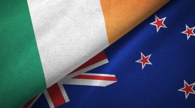 İrlanda ve Yeni Zelanda iki bayraklar tekstil kumaş, kumaş doku