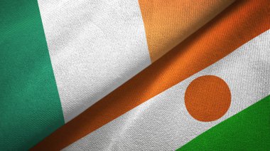 İrlanda ve Nijer iki bayraklar tekstil kumaş, kumaş doku