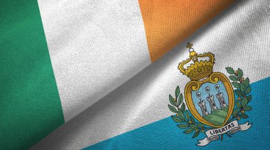 İrlanda ve San Marino iki bayraklar tekstil kumaş, kumaş doku