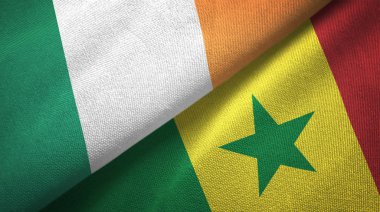İrlanda ve Senegal iki bayraklar tekstil kumaş, kumaş doku