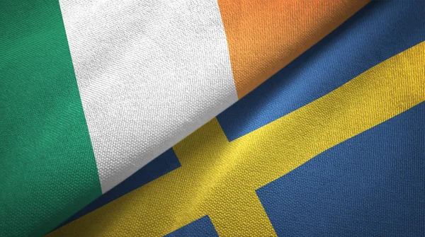 爱尔兰和瑞典两旗纺织布，织物质地 — 图库照片