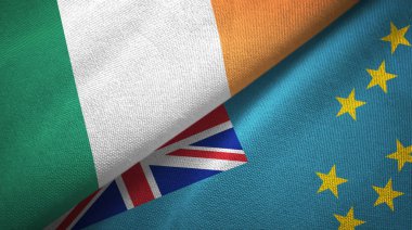 İrlanda ve Tuvalu iki bayraklar tekstil kumaş, kumaş doku