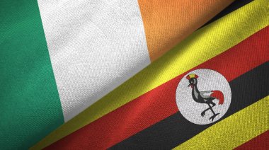 İrlanda ve Uganda iki bayraklar tekstil kumaş, kumaş doku