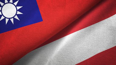 Tayvan ve Avusturya iki bayrak tekstil kumaş, kumaş doku 