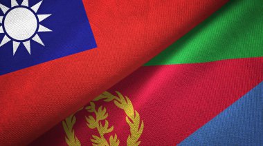 Tayvan ve Eritre iki bayrak tekstil kumaş, kumaş doku