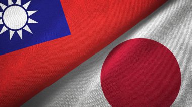 Tayvan ve Japonya iki bayraklar tekstil kumaş, kumaş doku