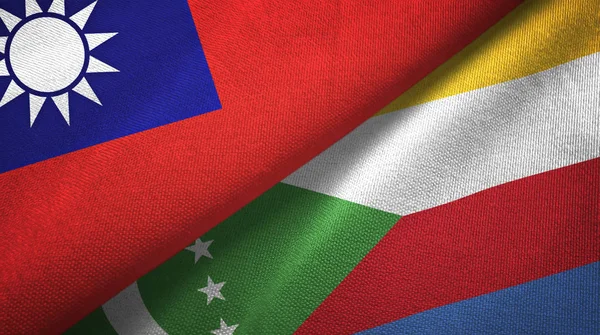 Taiwan and Comoros two flags textile cloth, fabric texture