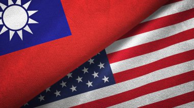 Tayvan ve Amerika Birleşik Devletleri iki bayraklar tekstil kumaş, kumaş doku
