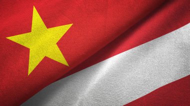 Vietnam ve Avusturya iki bayraklar tekstil kumaş, kumaş doku 