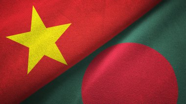 Vietnam ve Bangladeş iki bayraklar tekstil kumaş, kumaş doku 