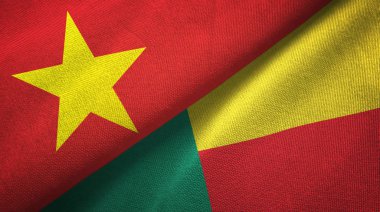 Vietnam ve Benin iki bayrak tekstil kumaş, kumaş doku 
