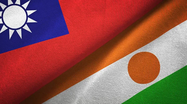 Taiwan and Niger two flags textile cloth, fabric texture — Stock Photo, Image