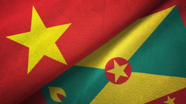 Vietnam ve Grenada iki bayrak tekstil kumaş, kumaş doku