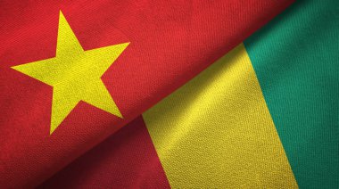 Vietnam ve Gine iki bayraklar tekstil kumaş, kumaş doku