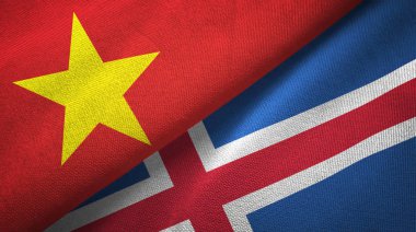 Vietnam ve İzlanda iki bayraklar tekstil kumaş, kumaş doku