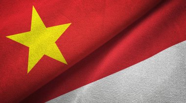 Vietnam ve Endonezya iki bayraklar tekstil kumaş, kumaş doku
